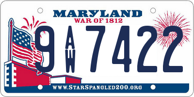 MD license plate 9AW7422