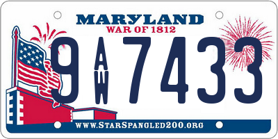 MD license plate 9AW7433