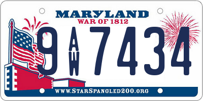 MD license plate 9AW7434