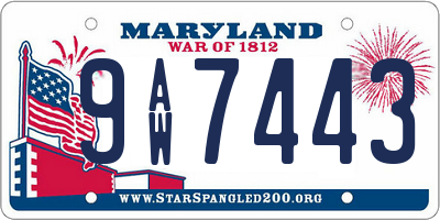 MD license plate 9AW7443