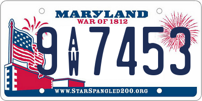 MD license plate 9AW7453