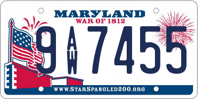 MD license plate 9AW7455