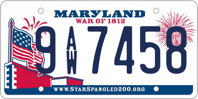 MD license plate 9AW7458