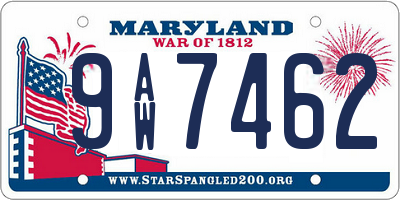 MD license plate 9AW7462