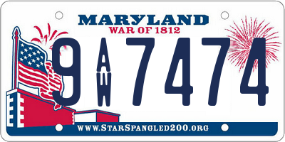 MD license plate 9AW7474