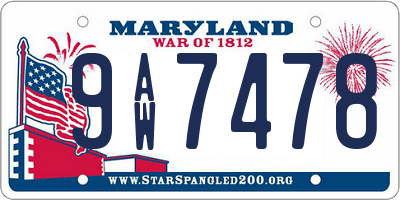 MD license plate 9AW7478