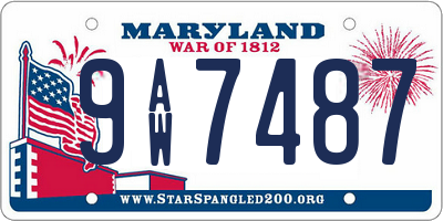 MD license plate 9AW7487