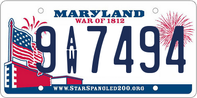 MD license plate 9AW7494