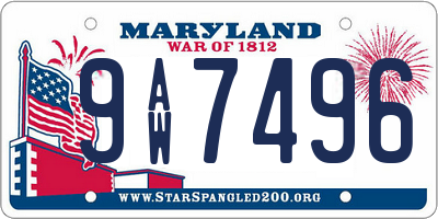 MD license plate 9AW7496