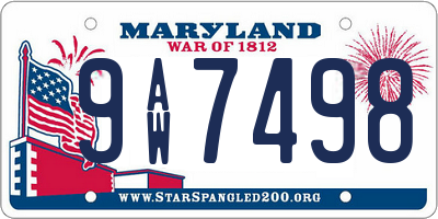 MD license plate 9AW7498