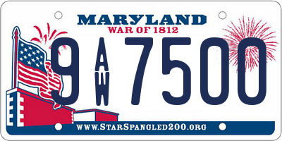 MD license plate 9AW7500