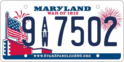 MD license plate 9AW7502
