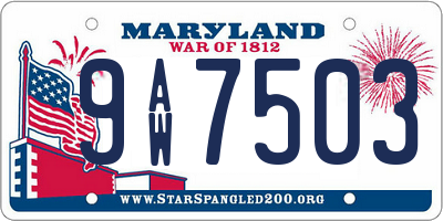 MD license plate 9AW7503