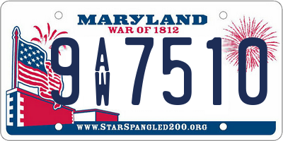 MD license plate 9AW7510