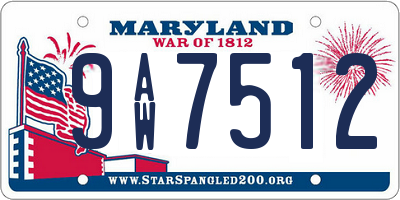 MD license plate 9AW7512