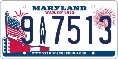 MD license plate 9AW7513