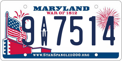 MD license plate 9AW7514