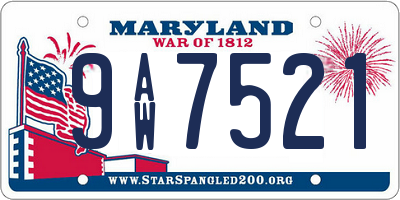 MD license plate 9AW7521