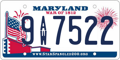 MD license plate 9AW7522