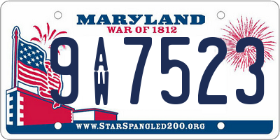 MD license plate 9AW7523