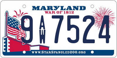 MD license plate 9AW7524