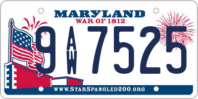 MD license plate 9AW7525