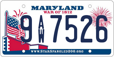 MD license plate 9AW7526