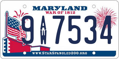 MD license plate 9AW7534