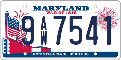 MD license plate 9AW7541