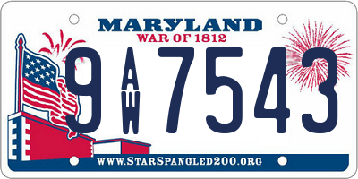 MD license plate 9AW7543
