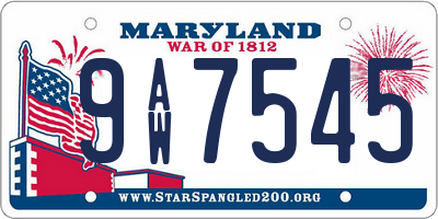 MD license plate 9AW7545