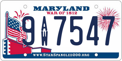 MD license plate 9AW7547
