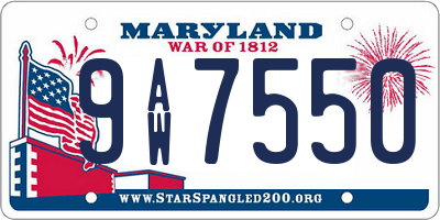 MD license plate 9AW7550