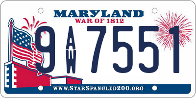 MD license plate 9AW7551