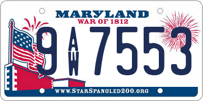 MD license plate 9AW7553