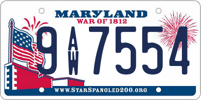 MD license plate 9AW7554