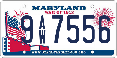 MD license plate 9AW7556
