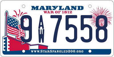 MD license plate 9AW7558