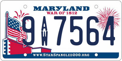 MD license plate 9AW7564