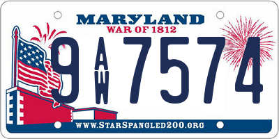 MD license plate 9AW7574
