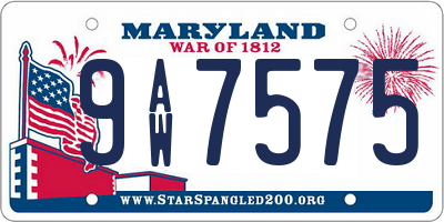 MD license plate 9AW7575