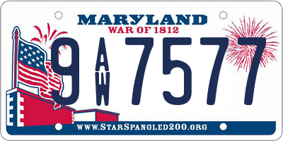 MD license plate 9AW7577
