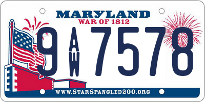 MD license plate 9AW7578