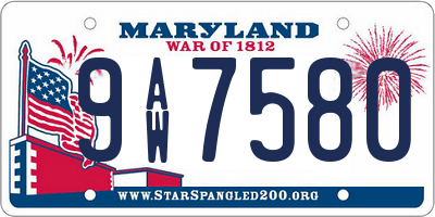 MD license plate 9AW7580