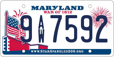 MD license plate 9AW7592