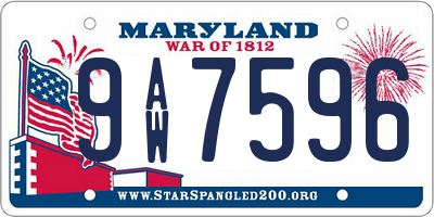 MD license plate 9AW7596
