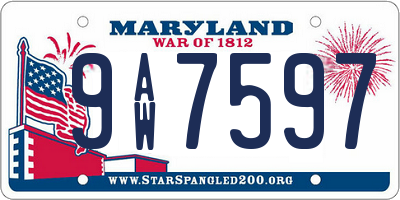 MD license plate 9AW7597
