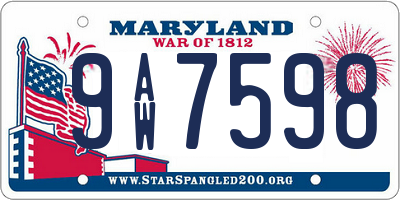 MD license plate 9AW7598