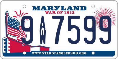 MD license plate 9AW7599