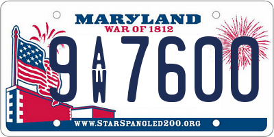 MD license plate 9AW7600
